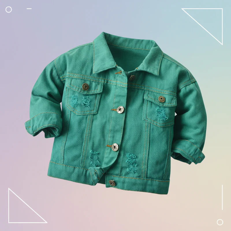 Candy Color Spijkerjas Kinderen – Lichtgewicht Denim Jas | 6-12M-7jr