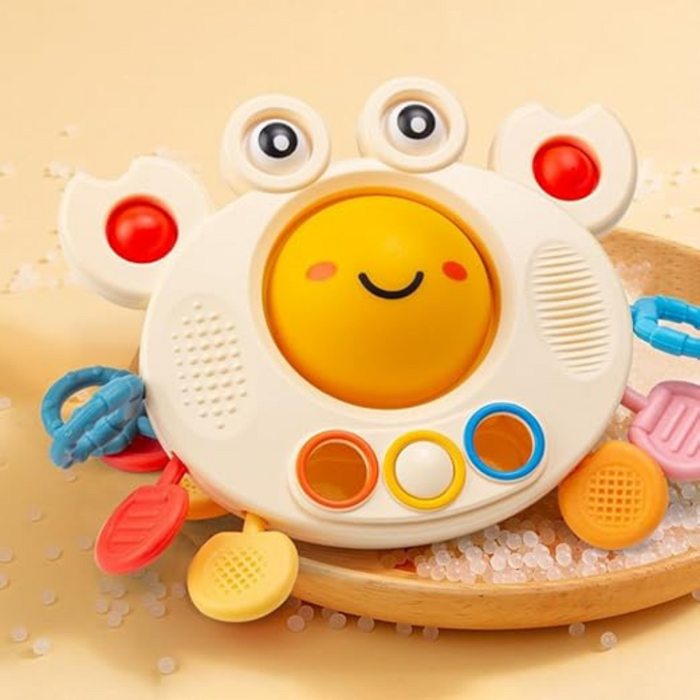 Baby Trekkoord Speelgoed Siliconen | SensyCrab Motoriek Trainer 0-4 Jaar