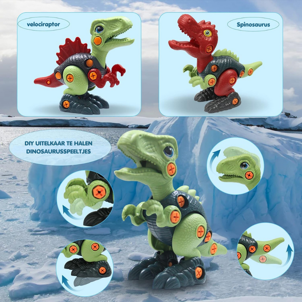 DinoBuilder Bouwspeelgoed Set – Creatief Educatief Speelgoed met Werkende Gereedschappen en Dino-ontwerpen