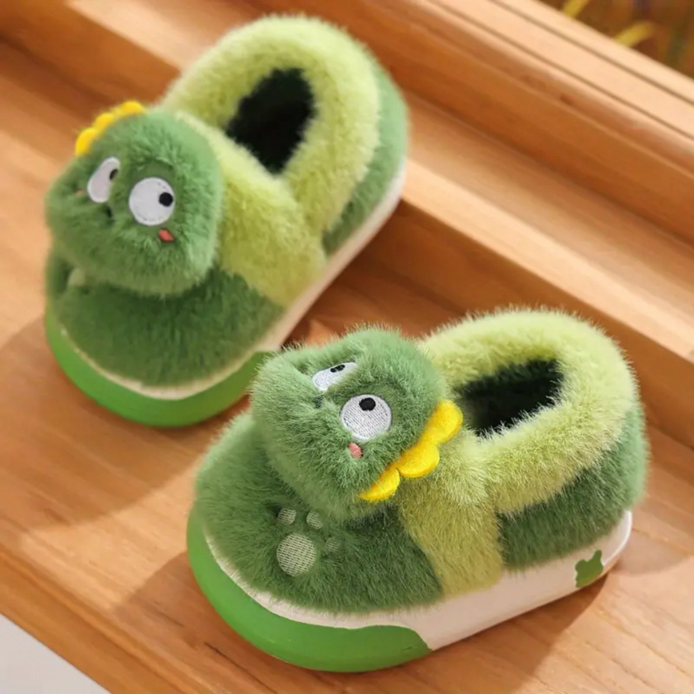 Dino Kindersloffen – Warme Pluche Sloffen met Anti-Slip voor Kinderen