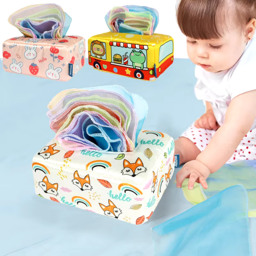 Sensorische Tissuebox voor Baby’s – Montessori Speelgoed 0+ maanden