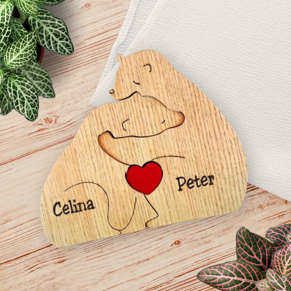 Gepersonaliseerde Familie Puzzel – Houten Beren met Naam (Cadeau)