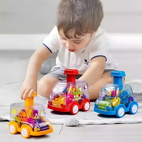 Educatieve Speelauto – Lichtgevende Tandwielen & Push-and-Go voor 1-3 Jaar