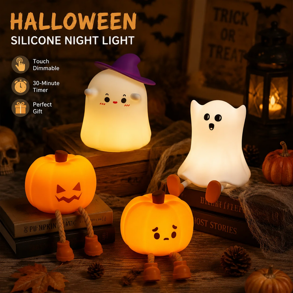 Halloween nachtlampje met zacht sfeerlicht – siliconen, oplaadbaar via USB-C | kinderkamerlamp