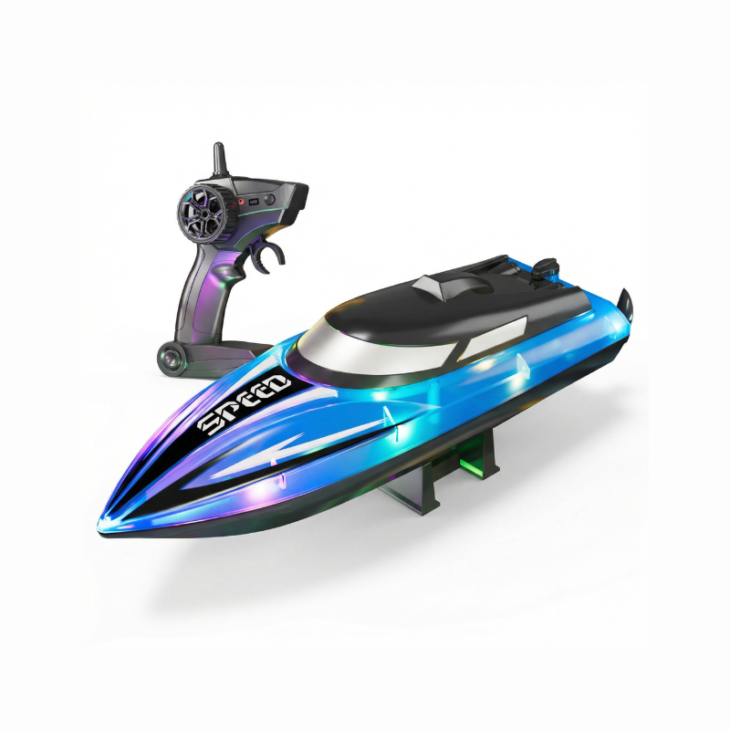 RC-speedboot voor kinderen met ledverlichting – oplaadbare accu, reservepropellers | speelgoedboot
