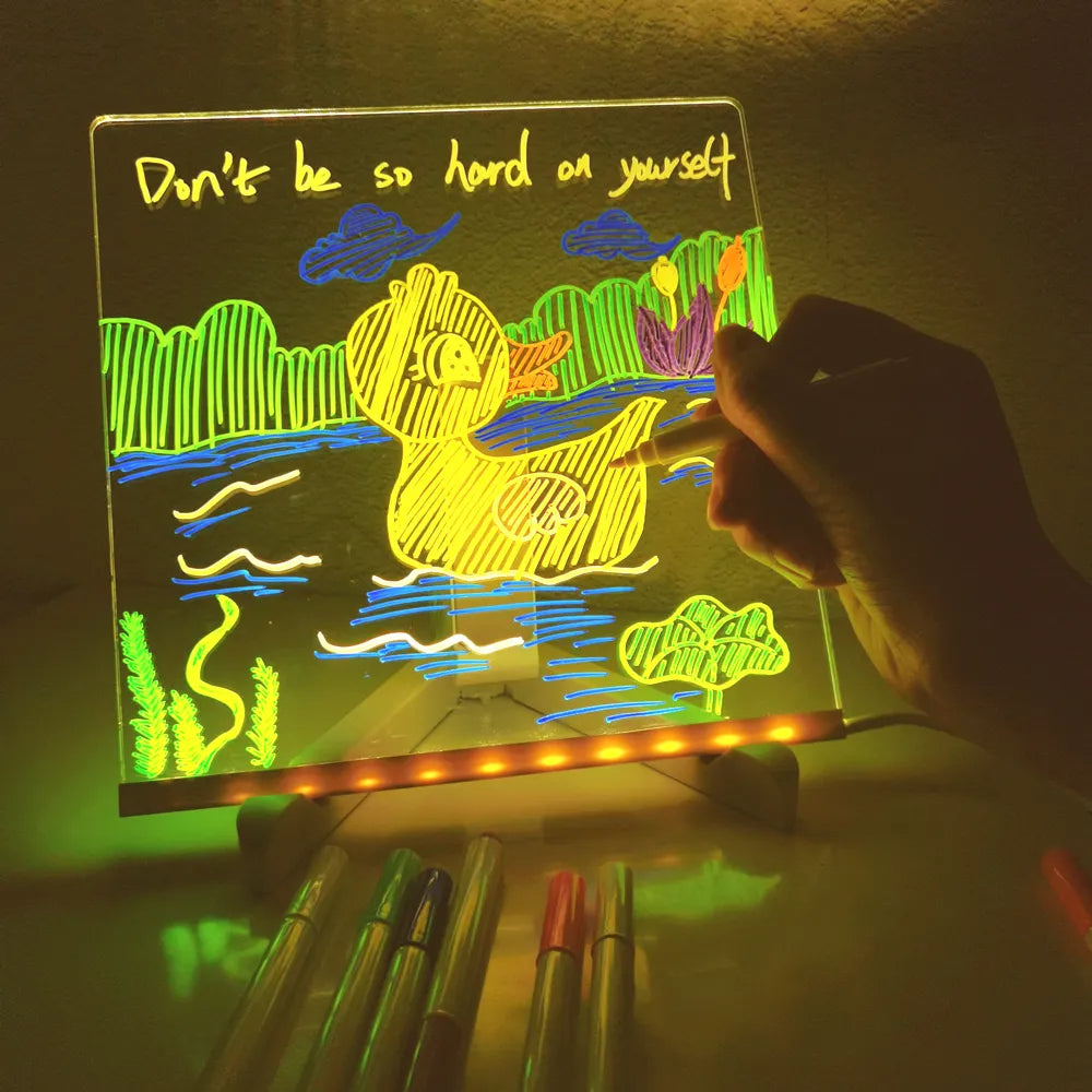 GlowyBoard LED Tekenbord – Magisch Lichtgevend Tekenspeelgoed voor Kinderen | Oplaadbaar, Herbruikbaar & Inclusief Pennen
