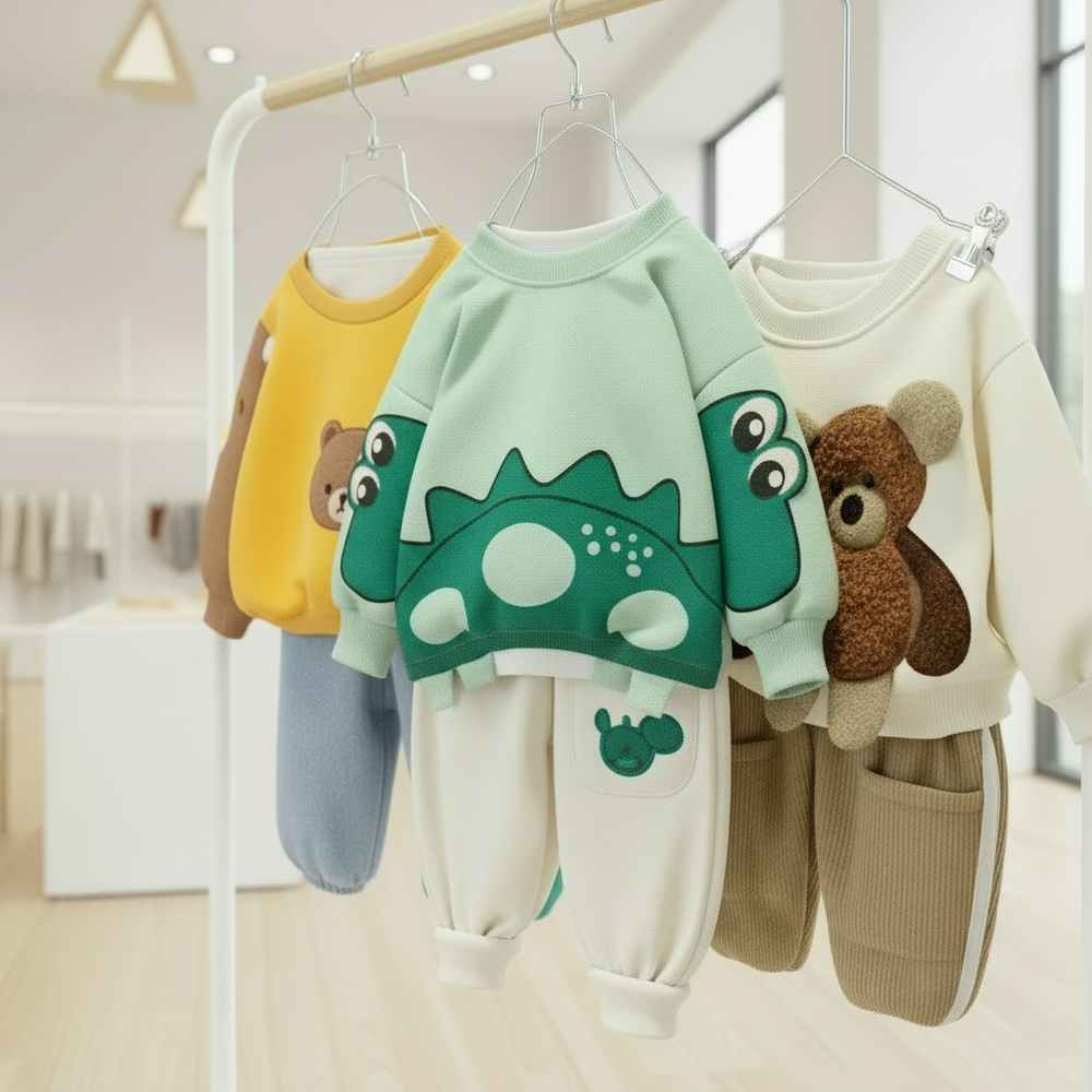Zachte Tweedelige Kinderkleding Set van Katoen – Warm, Comfortabel & Perfect voor Dagelijks Gebruik