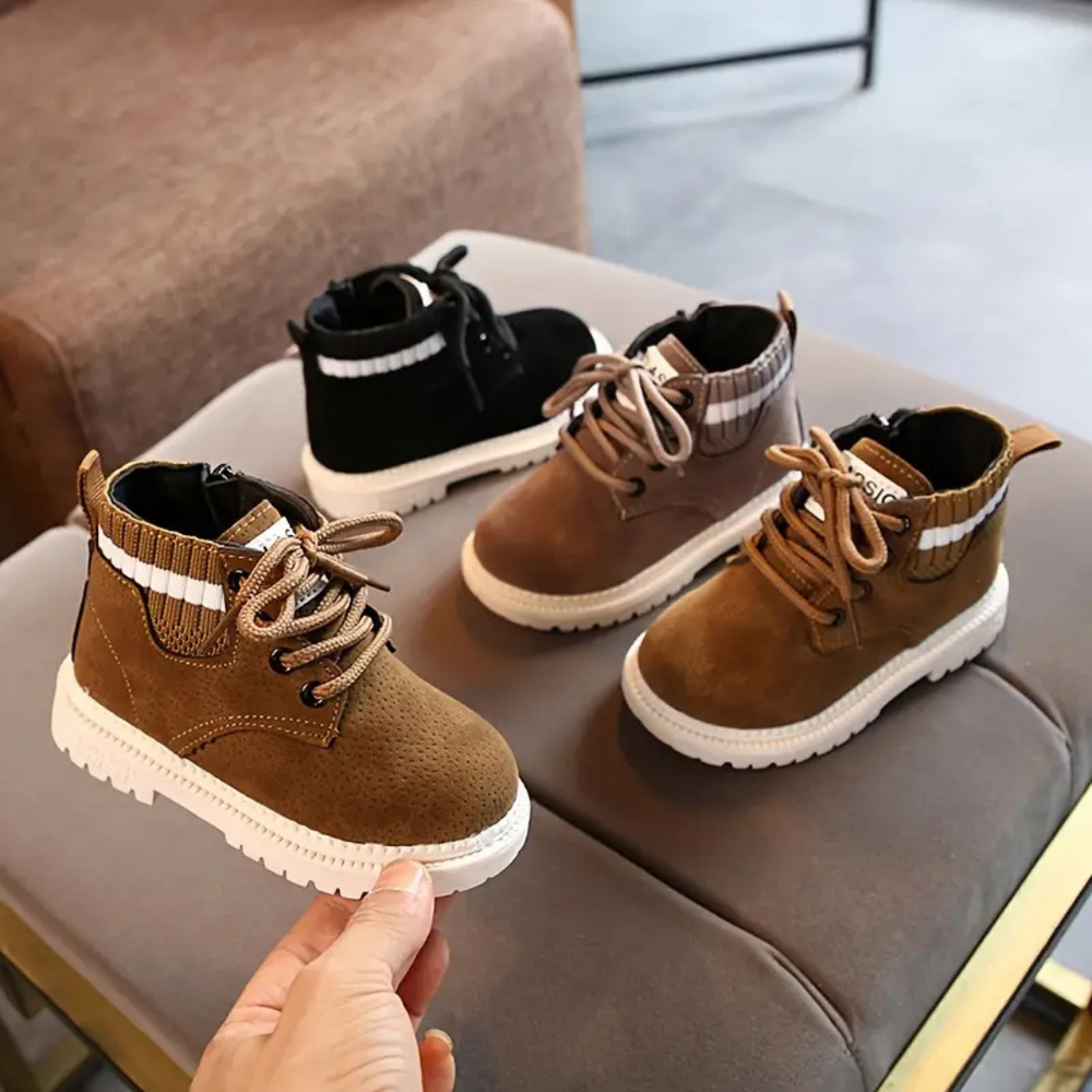 Click Booties Peuterschoenen – Warme, Anti-Slip Winterlaarsjes met Veters voor Eerste Stapjes, Jongens & Meisjes