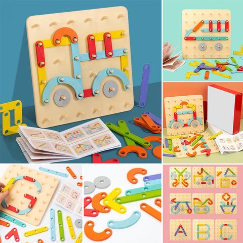 CreatiBoard Montessori Puzzelbord voor Kinderen – Educatief Houten Speelgoed voor Creativiteit en Vaardigheden