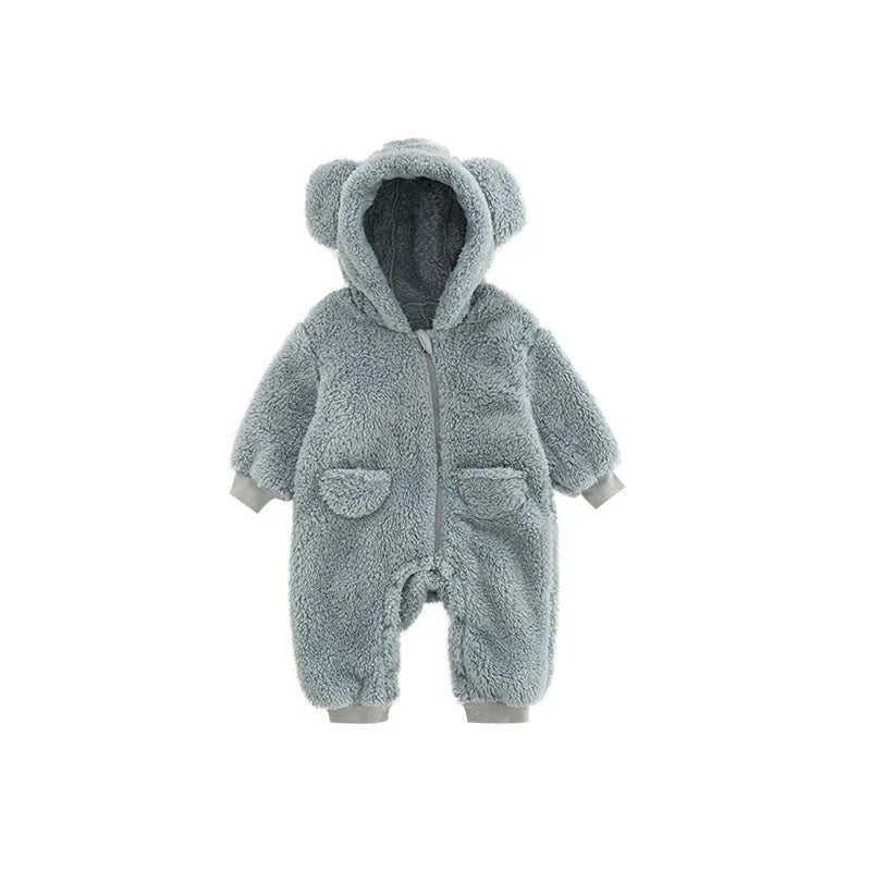 Warme Baby Onesie met Oortjes – Fleece Babypakje 0–24 Maanden