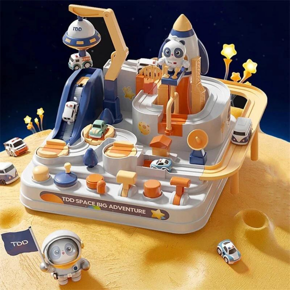 Space Adventure Racebaan – Montessori Speelbaan voor Creatief en Educatief Spel (1-8 Jaar)