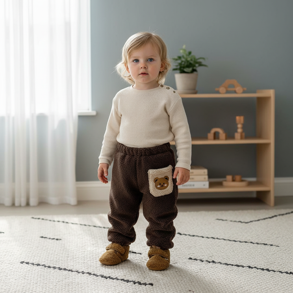 Bear Fleece Winter Babybroek – Warme en Comfortabele Pluche Broek voor Baby’s & Peuters