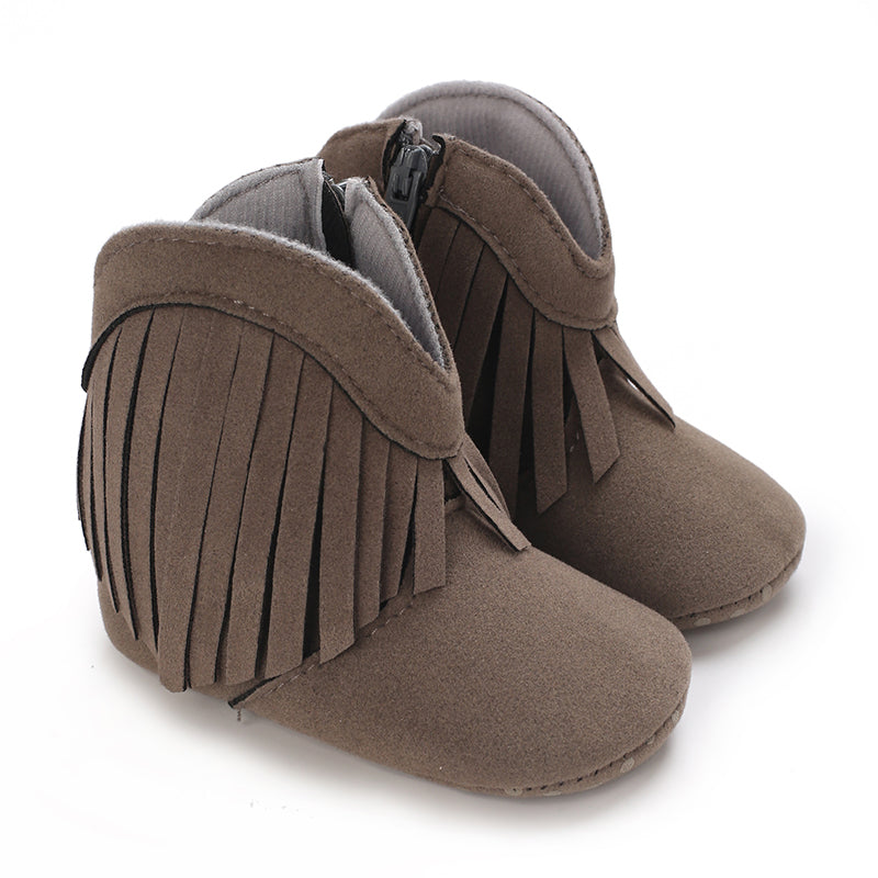 Baby Cowboylaarsjes Meisje – Zachte Franjelaarsjes met Antislip Zool (0–2 Jaar)