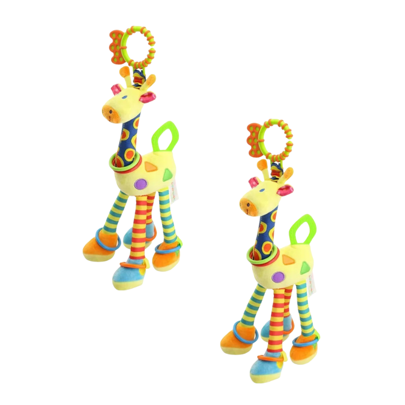 Bijtspeeltje en Knuffel in 1 – Giraffe Rammelaar voor Baby's | Zachte Sensorische Knuffel vanaf 0 Jaar
