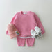 Set met Broek en Trui van Wafel - Porto-Novo Unisex, Blauw/Roze/Grijs/Groen/Geel, Katoen, Maat 0-3 Jaar-More For Mini