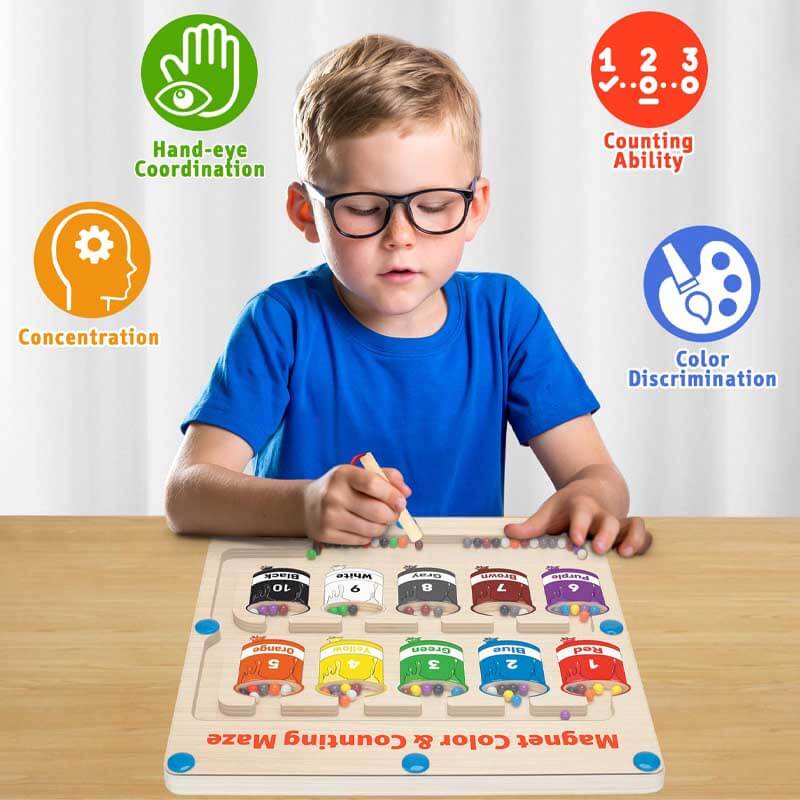 CountiMaze Magnetisch Educatief Speelgoed Puzzel – Tellen, Kleurherkenning & Fijne Motoriek voor Kinderen 1-6 Jaar