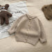 Gebreid Vest – Coco Meisjes, Bruin/Grijs, Katoen, Maat 0-4 Jaar-More For Mini