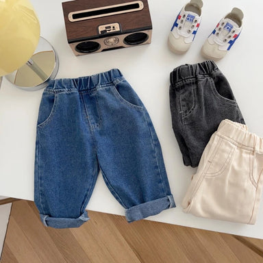 Relaxed Fit Jeans - Unisex, Blauw/Zwart/Abrikoos, Katoen, Denim, 0-5 Jaar-More For Mini