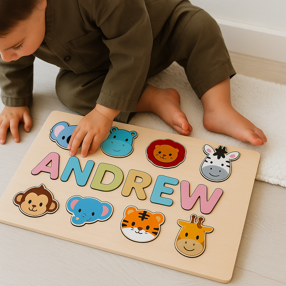 Gepersonaliseerde Houten Naam Puzzel – Educatief Cadeau Kind
