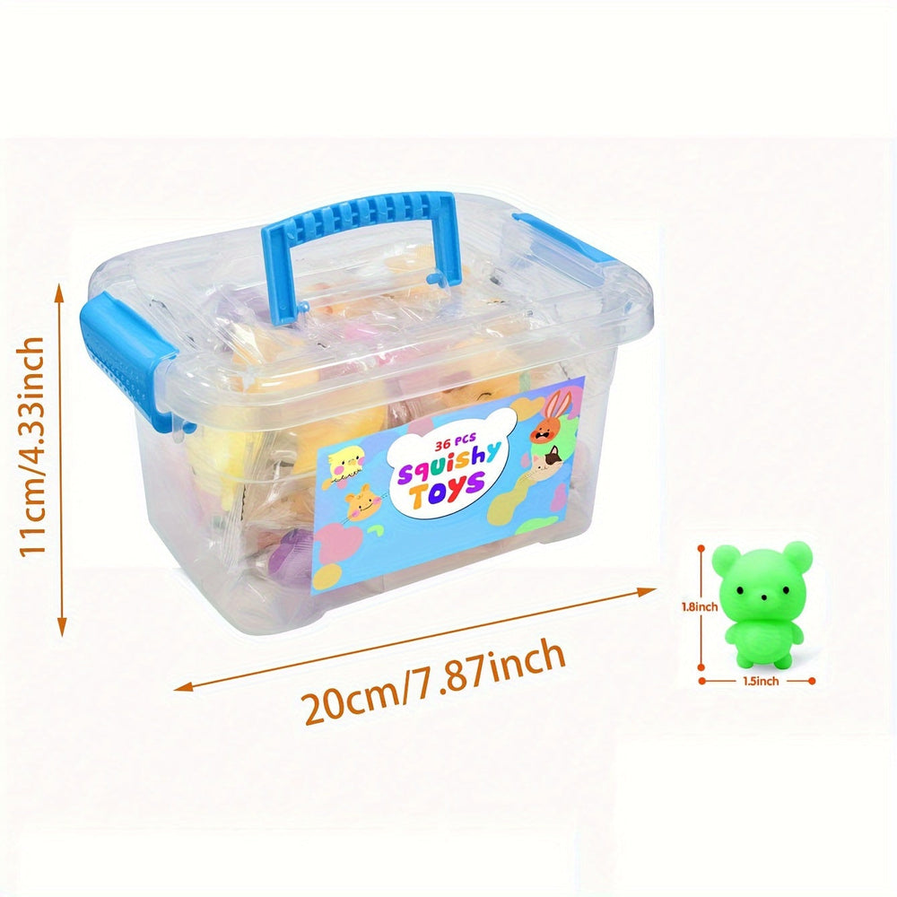 Squishy Dieren Set 36 Stuks – Knijpfiguren Kinderen & Traktaties