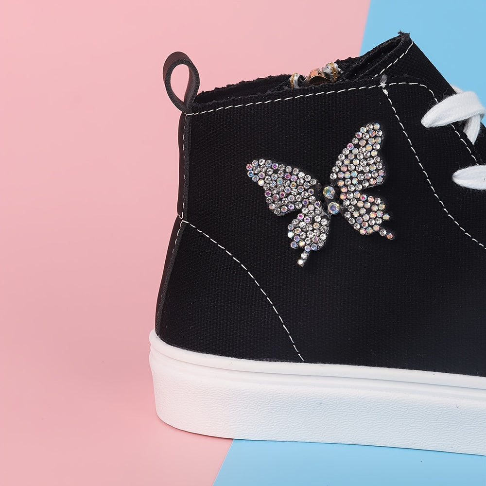 Meisjes High Top Sneakers – Canvas Kinderschoenen met Rits