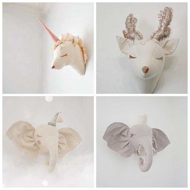 PlayNest Dierenwanddecoratie - Zachte Pluche Dierenkoppen voor Kinderkamer | Educatief & Speels