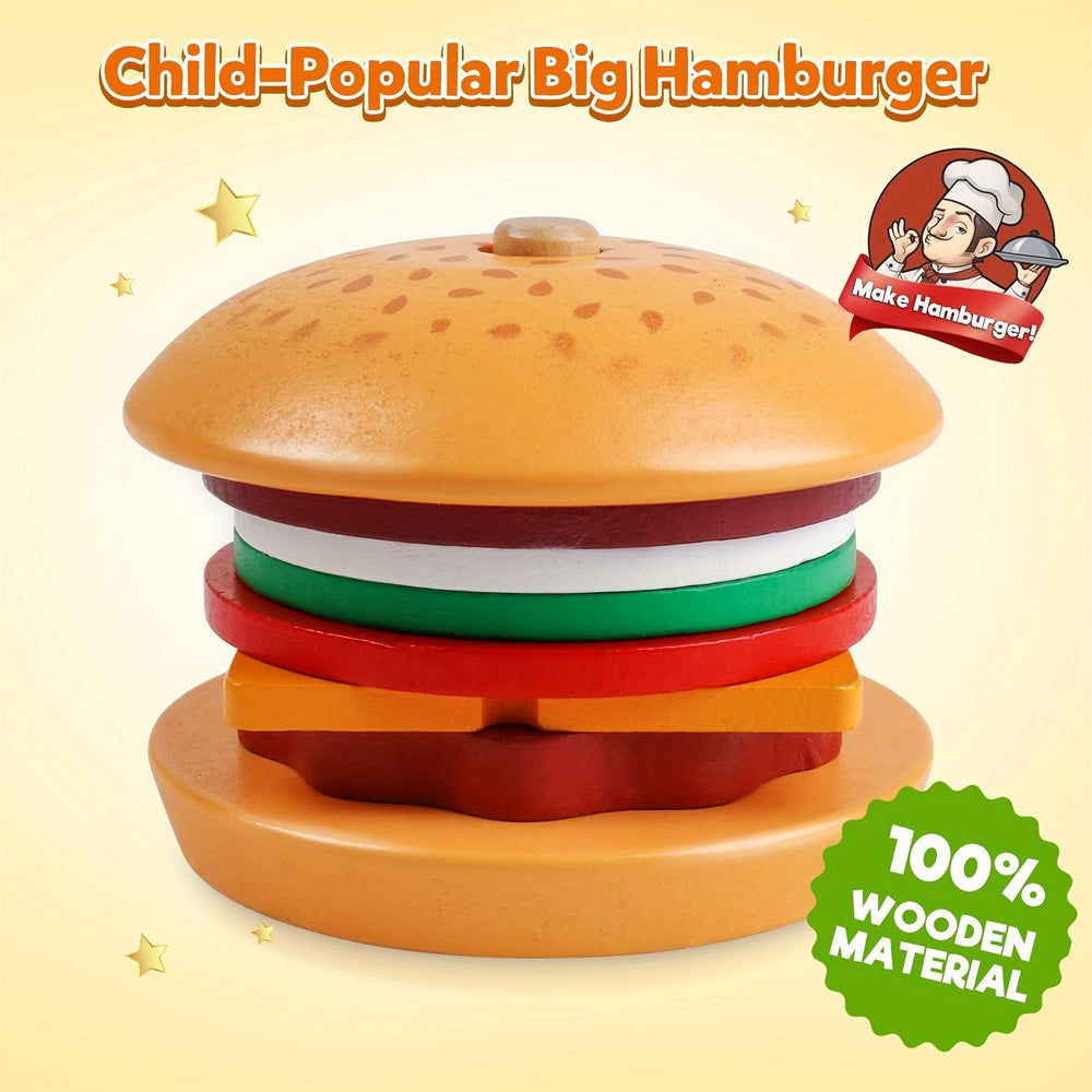 BurgerStacker Montessori Houten Stapelspel – Creatief & Educatief Speelgoed voor Kinderen vanaf 3 jaar, Ontwikkelt Fijne Motoriek en Probleemoplossend Vermogen
