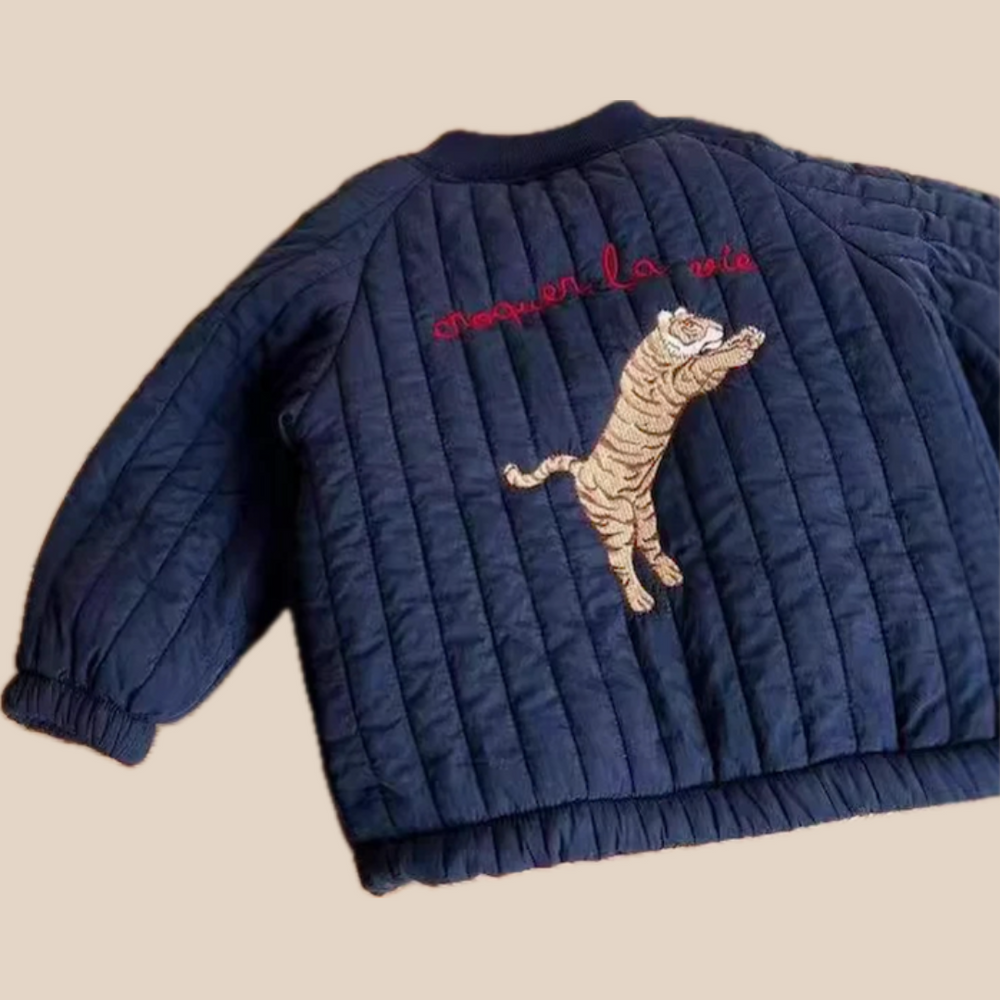 Gewatteerde Jas - WildCharm Unisex, Blauw/Wit, Katoen, Maat 0-6 Jaar