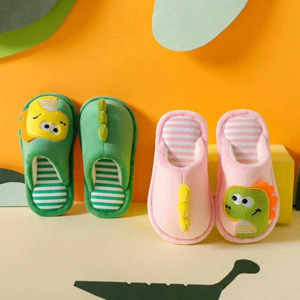 Dino Sloffen voor Kinderen – Warme Pluche Sloffen met Anti-Slip