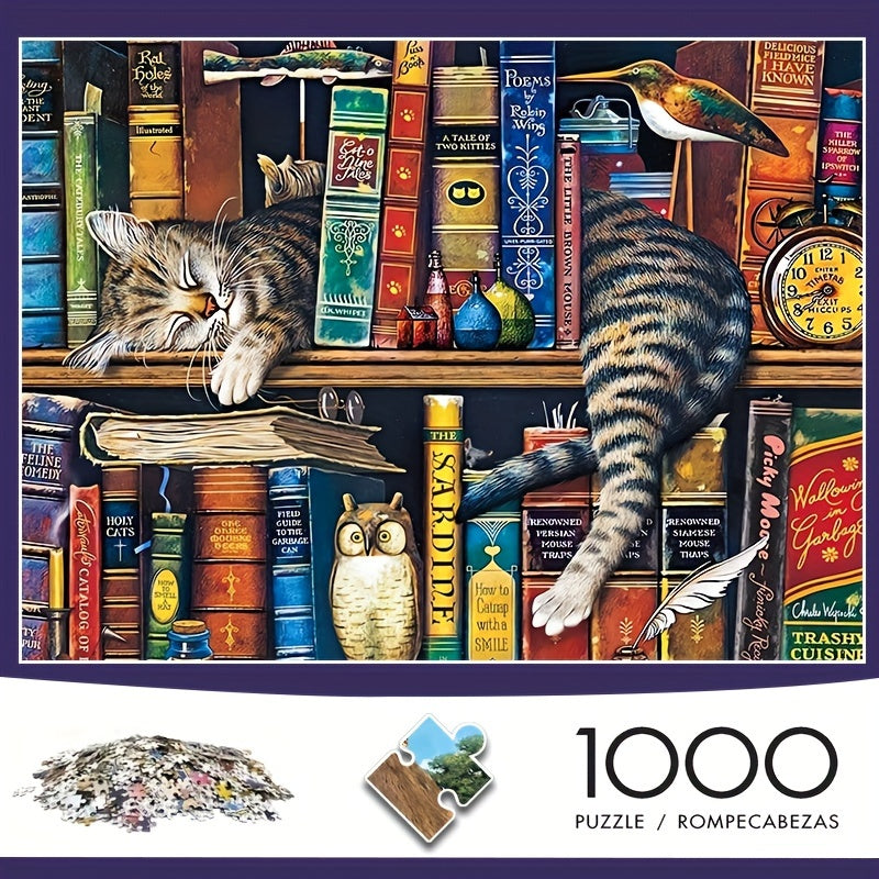 1000 Stukjes Kattenpuzzel – Legpuzzel met Boekenthema (70×50 cm)
