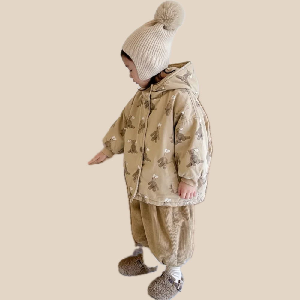 Jas met Capuchon – Knuffel Unisex, Bruin/Beige, Polyester, Maat 0-6 Jaar