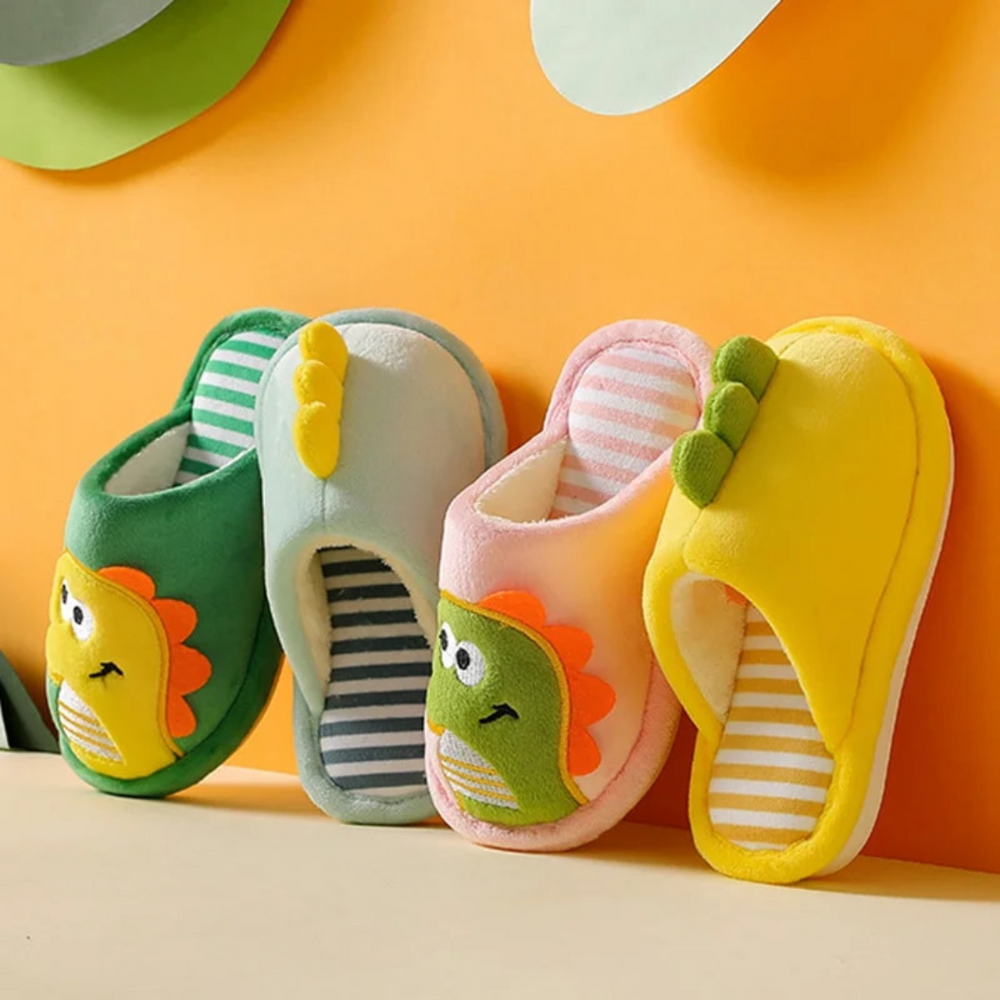 Dino Sloffen voor Kinderen – Warme Pluche Sloffen met Anti-Slip