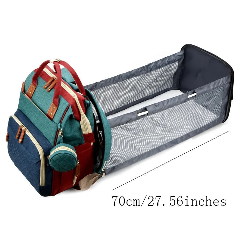 Luiertas Rugzak met Uitklapbaar Babybed – 2-in-1 Verzorgingstas (0–1 Jaar)
