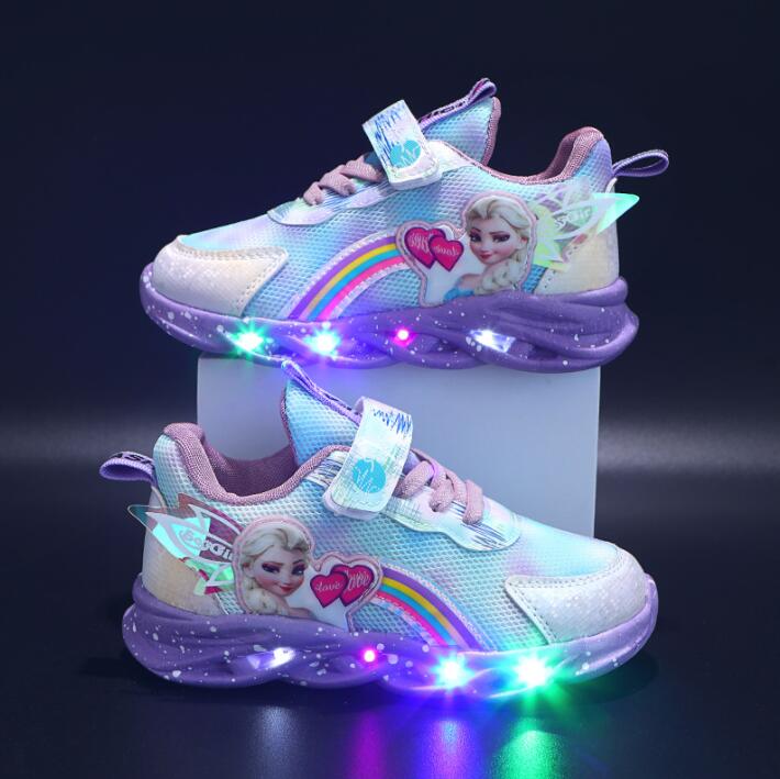 Rainbow Glitter LED Kindersneakers – Oplichtende Zool | Maat 22-35