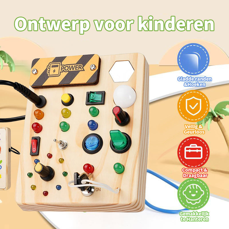 Interactief Houten Speelpaneel voor Peuters – Educatief & Veilig Ontdekken