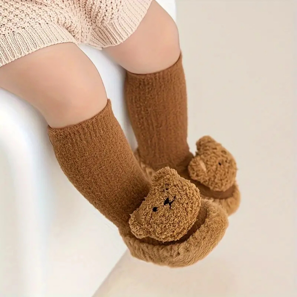 Beary Socks Kinder Slofsokken – Warme Pluche Sokken met Teddybeer & Antislip