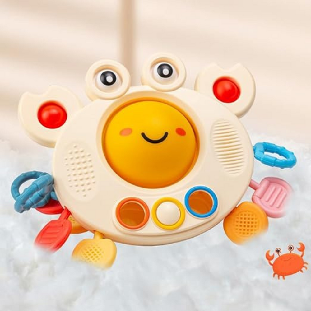 Baby Trekkoord Speelgoed Siliconen | SensyCrab Motoriek Trainer 0-4 Jaar