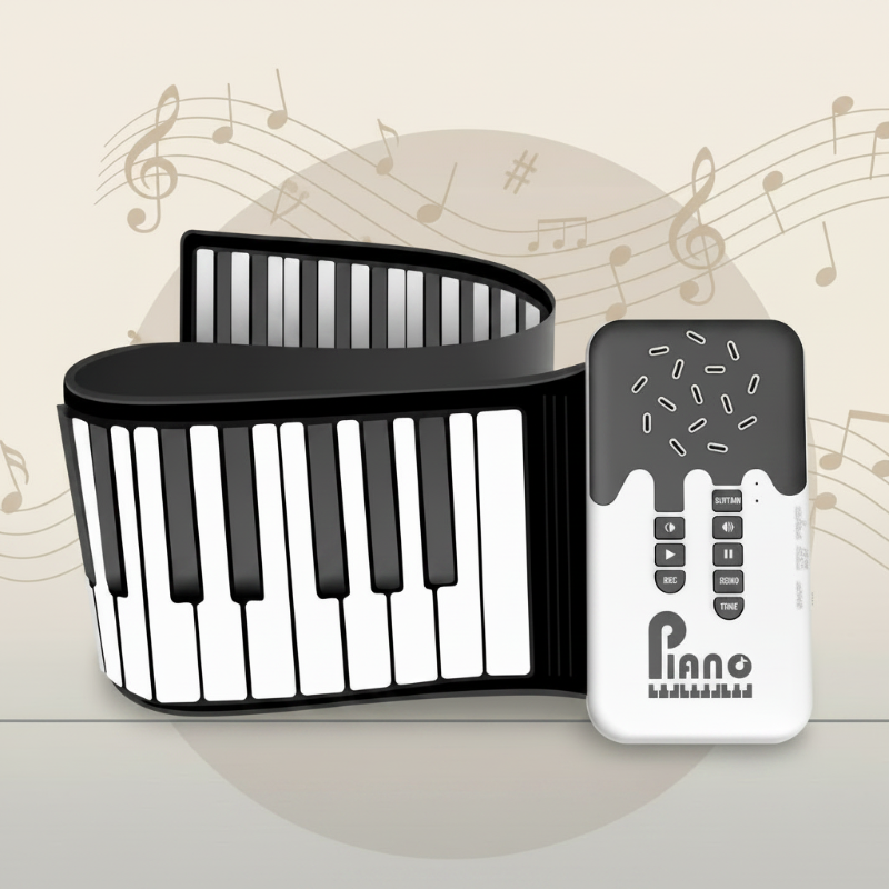 Oprolbare kinderpiano met 49 toetsen, opvouwbaar keyboard