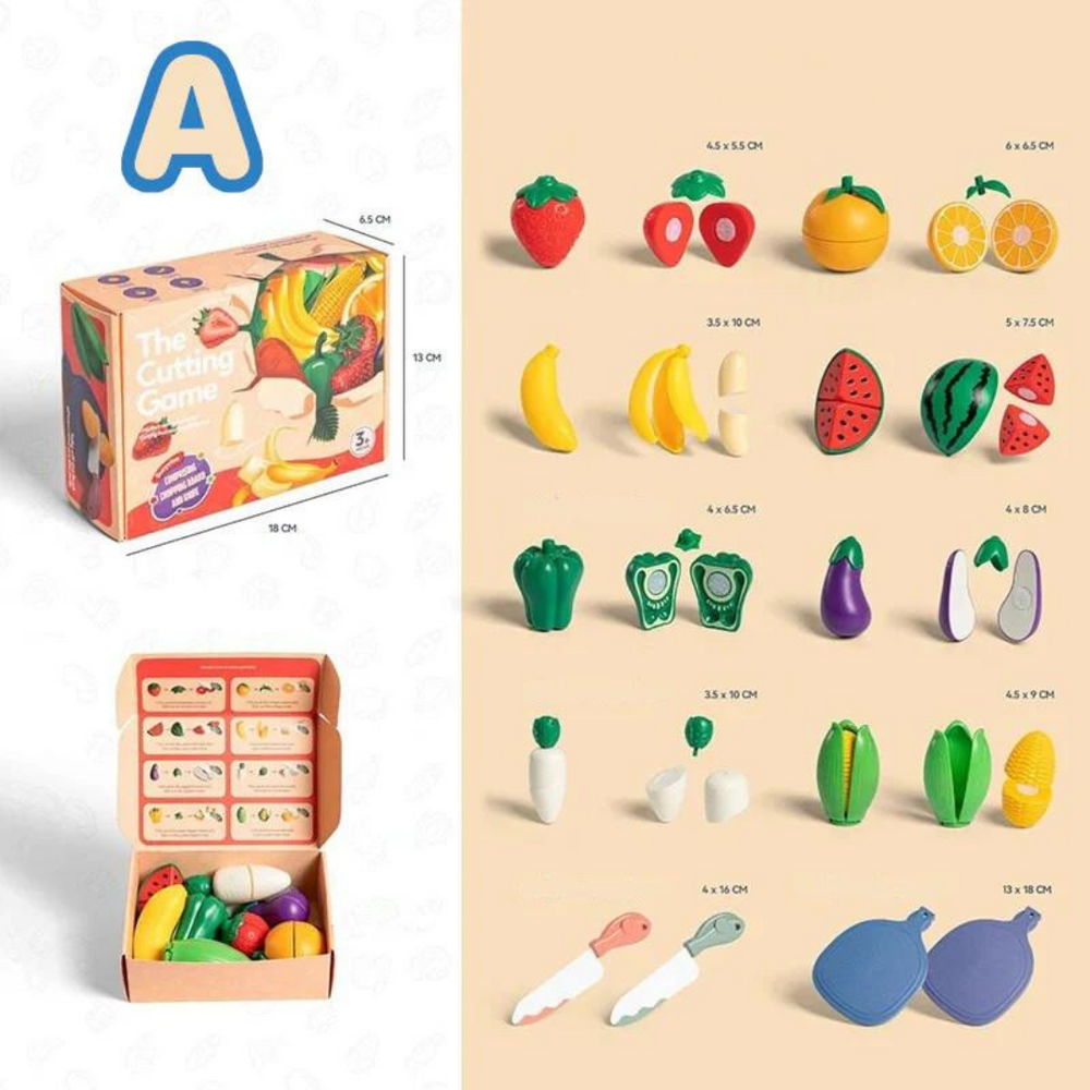 Montessori Houten Fruitsnijset – Educatief Speelgoed