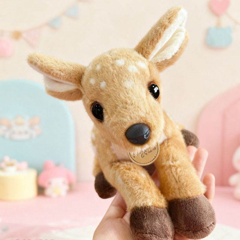 Hertje knuffel liggend zachte pluche – zijdeachtig, milieuvriendelijke vulling | knuffeldier