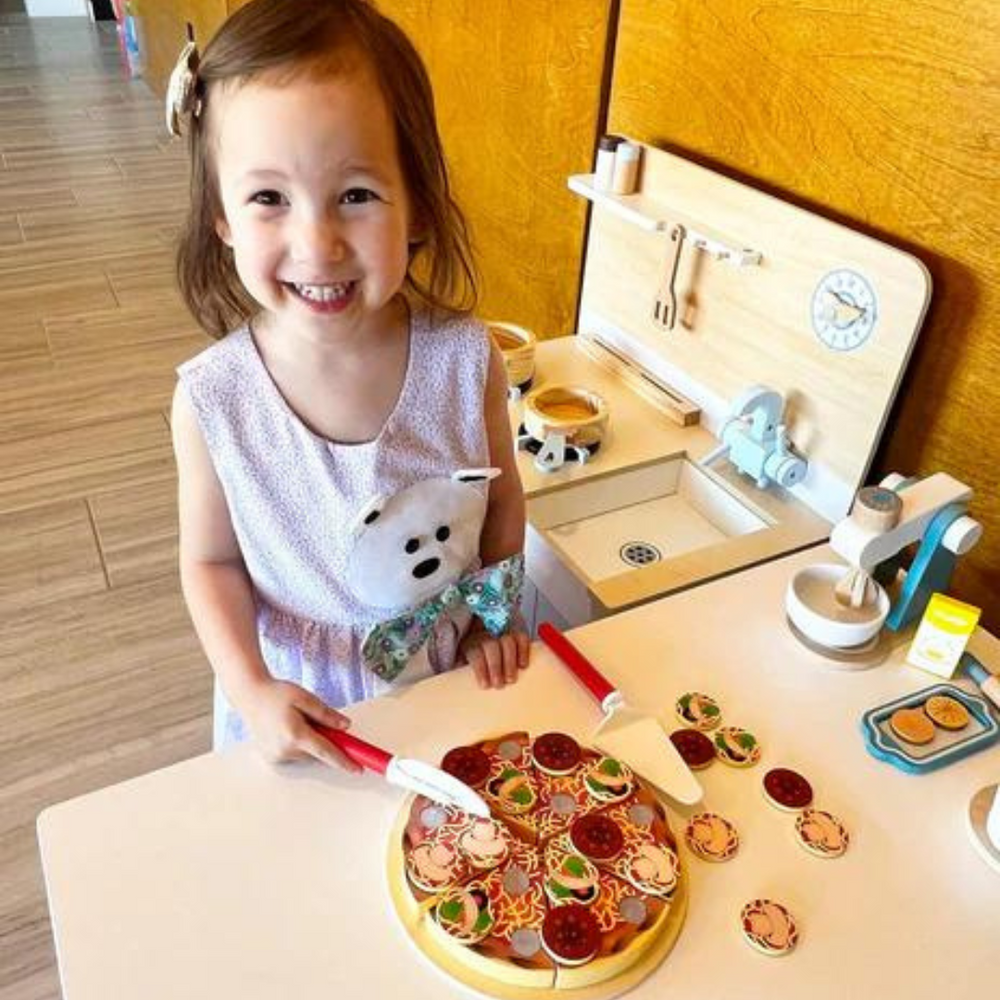 Houten Pizza Speelset voor Kinderen – Educatief Rollenspel vanaf 3 jaar