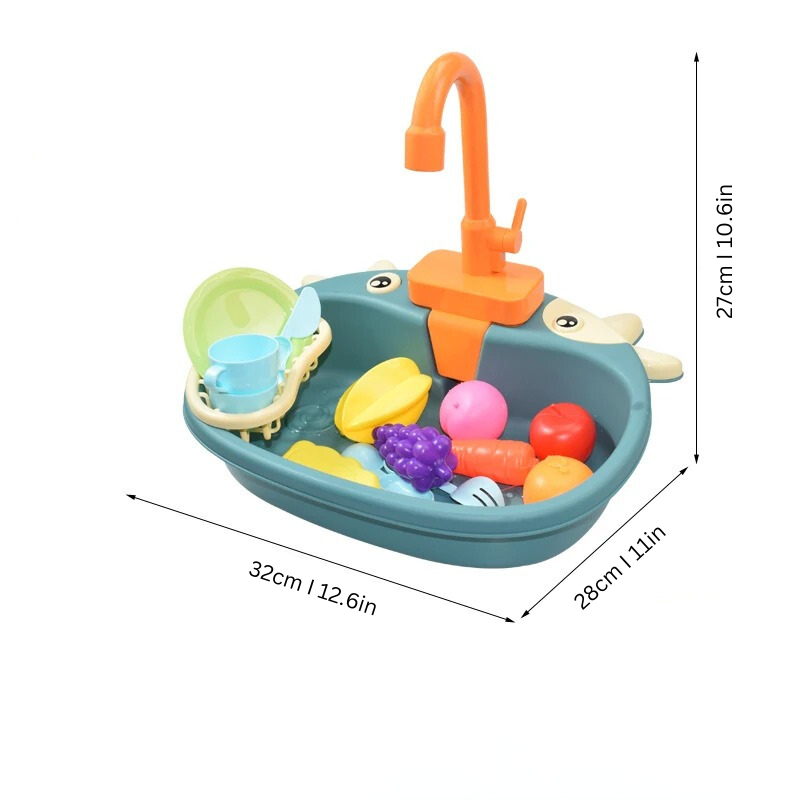 MiniWash Speelspoelbak met Stromend Water – Educatief Keukenspeelgoed voor Kinderen (3-6 jaar)