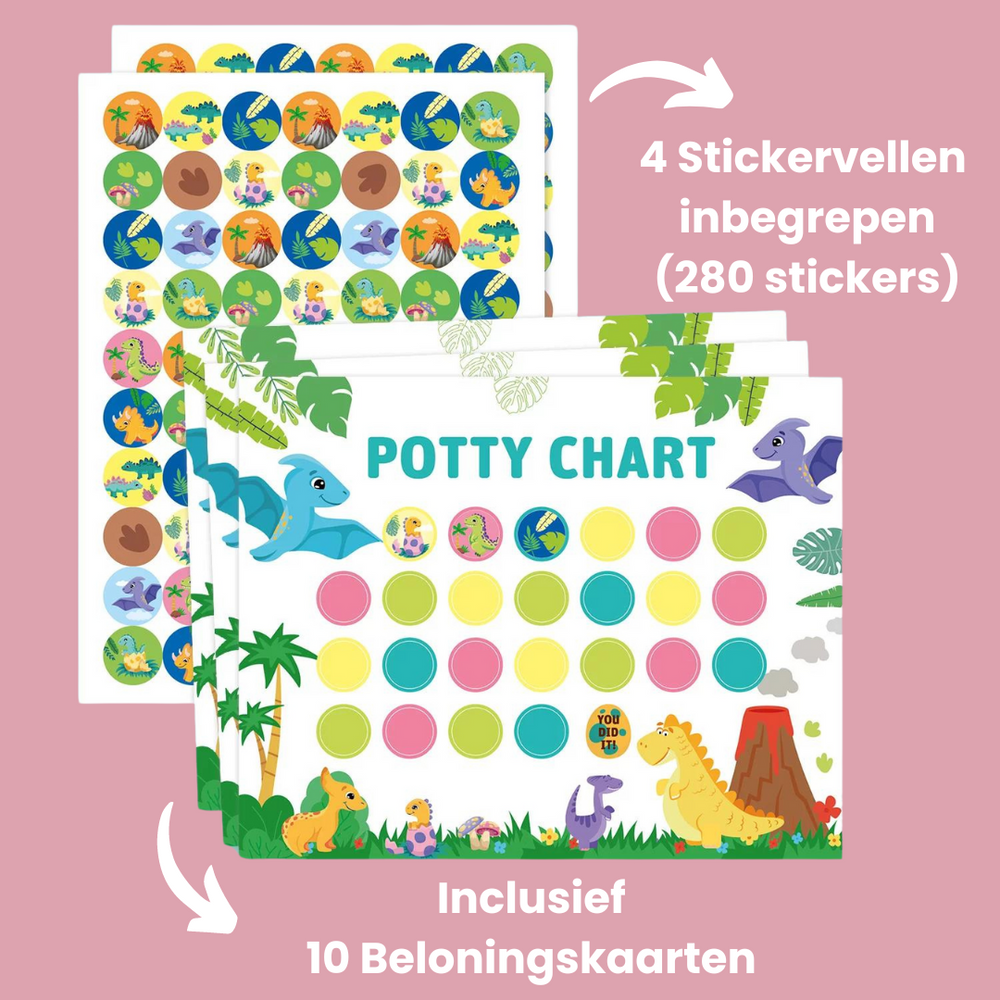 Zindelijkheidstraining Beloningskaart – Potty Chart met 280 Stickers Peuters 2+
