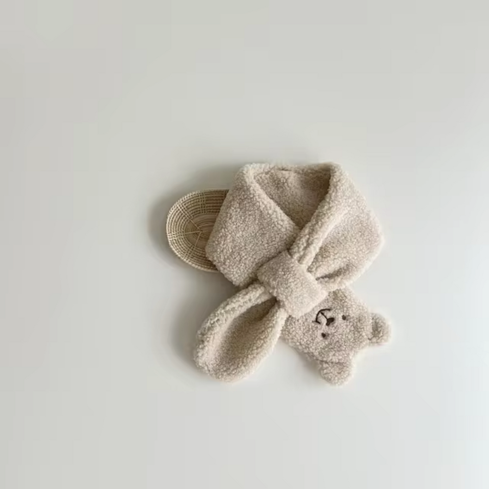 Beary Scarf Kinder Sjaal – Zachte Pluche Knoop Sjaal met Schattig Berenontwerp