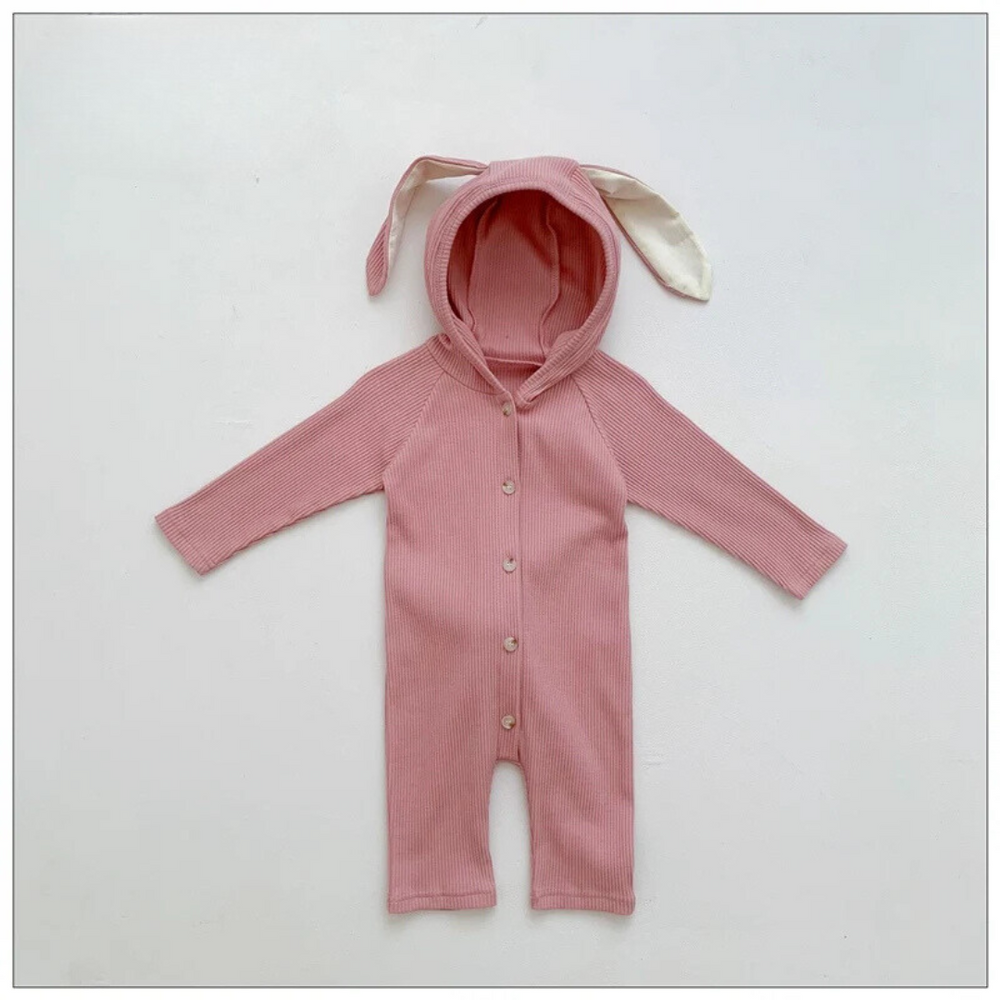 Luvello BunnySnug Baby Romper met Konijnen Oortjes – Zachte Katoenen Unisex Onesie (Maat 66–90)