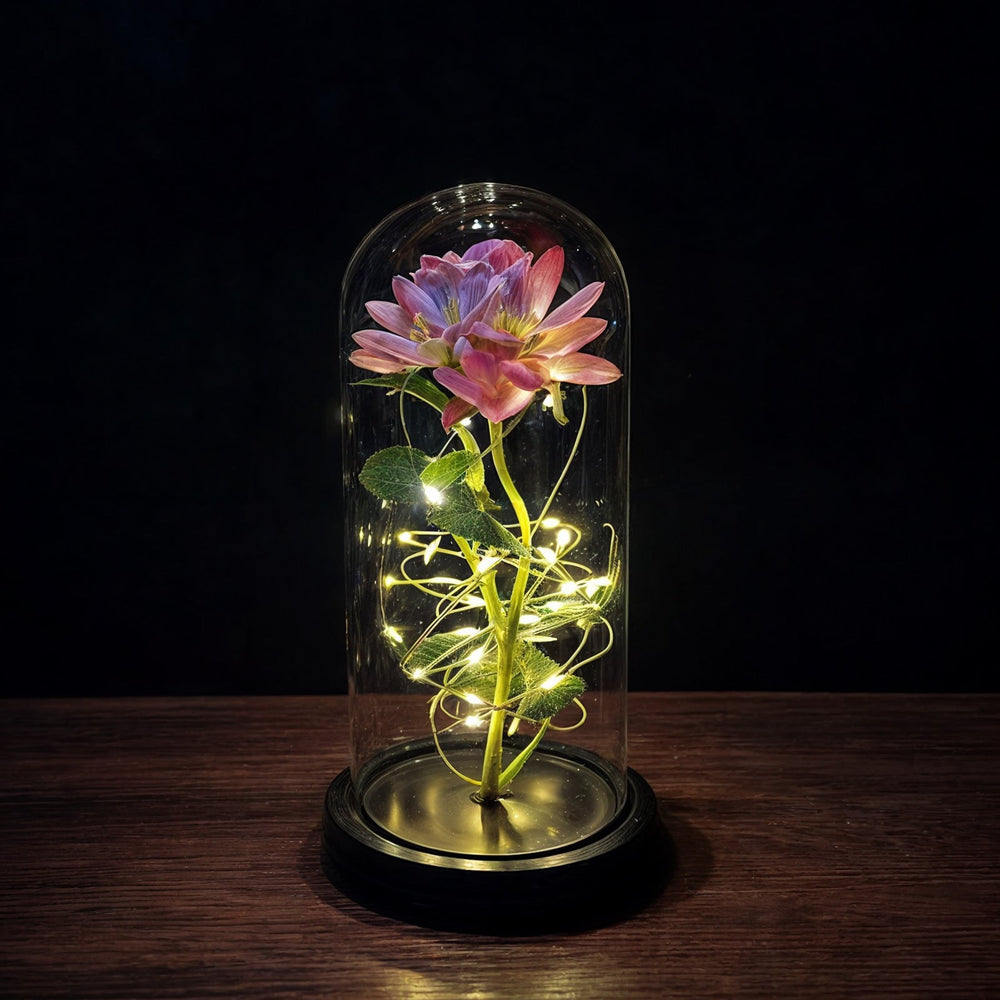 EternaGlow Eeuwige Roos met LED onder Stolp – Romantisch Cadeau voor Moederdag & Valentijn