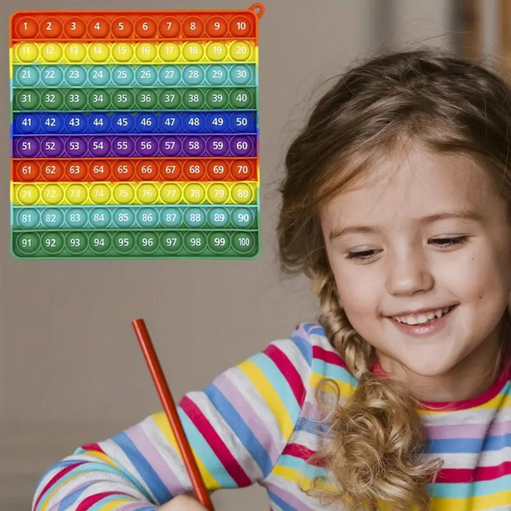 CijferPop 100 – Educatief Regenboog PopSpeelgoed voor Kleuters | Leer Spelenderwijs Tellen & Rekenen