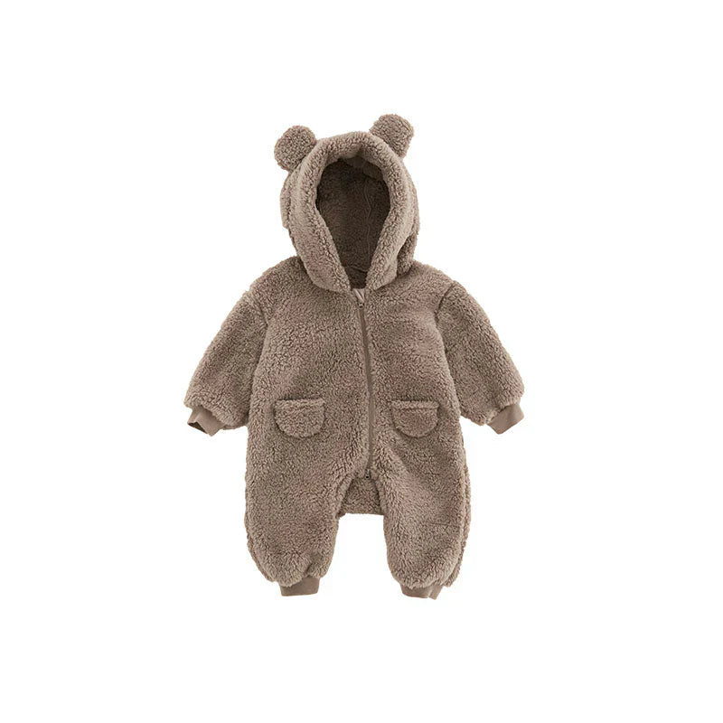 Warme Baby Onesie met Oortjes – Fleece Babypakje 0–24 Maanden