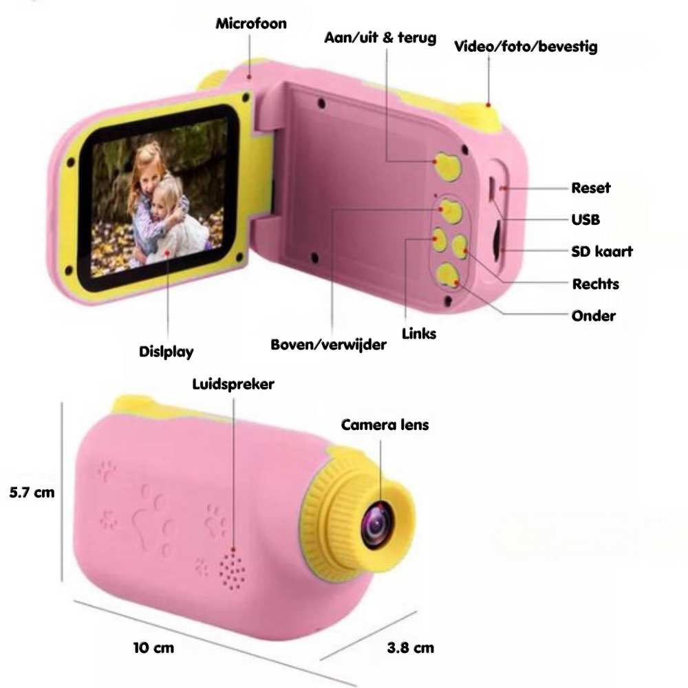 Digitale Kindercamera 12MP – Creatief Speelgoed met Filters, Zoom & Spelletjes