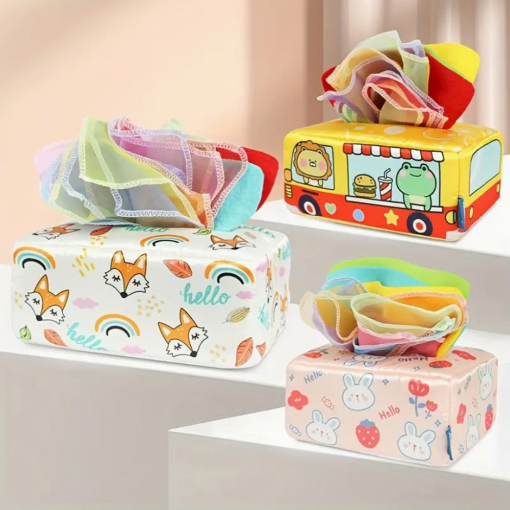 Sensorische Tissuebox voor Baby’s – Montessori Speelgoed 0+ maanden